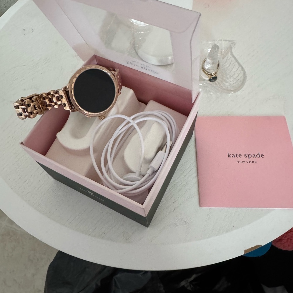 Kate Spade Rose Gold Watch with White Cable